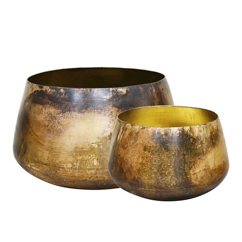 Kelda Metal Pots Jarn Set Of 2 - Antique Gold
